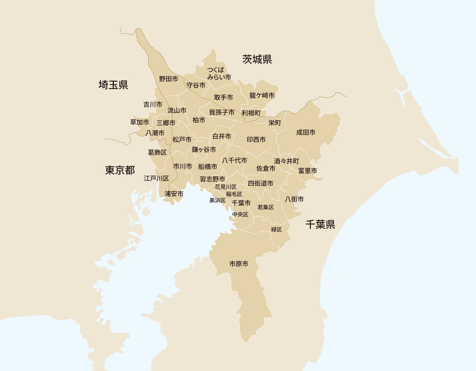 お葬式対応エリアの地図