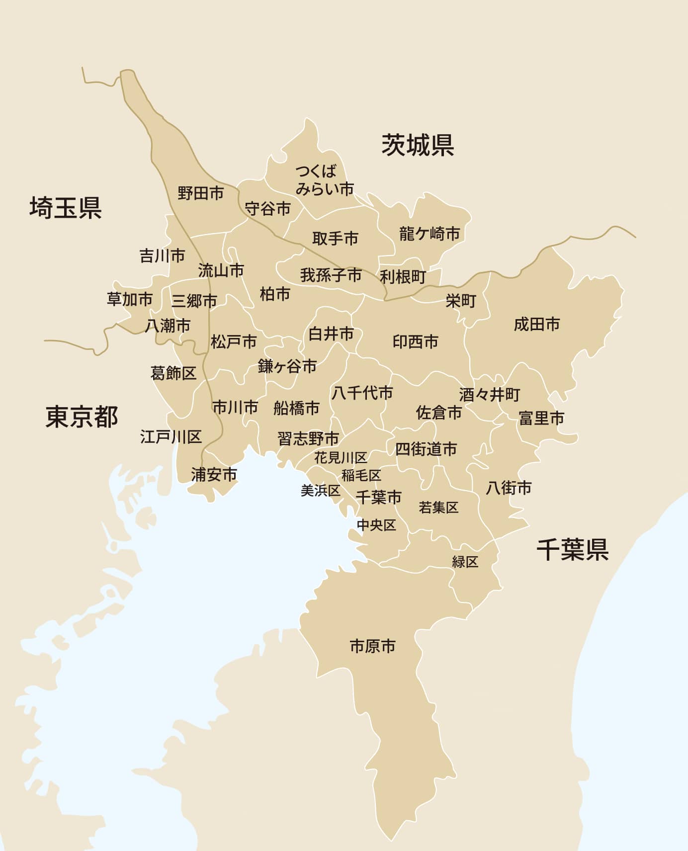 お葬式対応エリアの地図